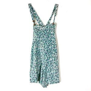 B. Moss | Vintage Floral Abstract Teal Purple Romper Overall Style Kids Large